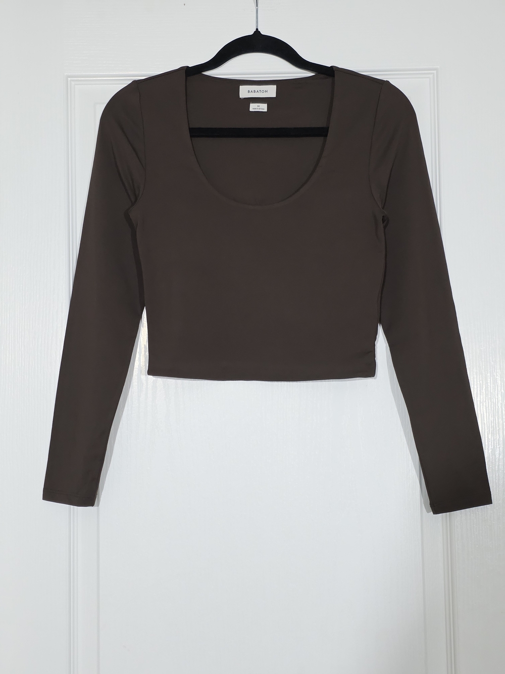 EUC Aritzia Babaton Contour Scoopneck Longsleeve - Mocha Brown Size M - Picture 4 of 8